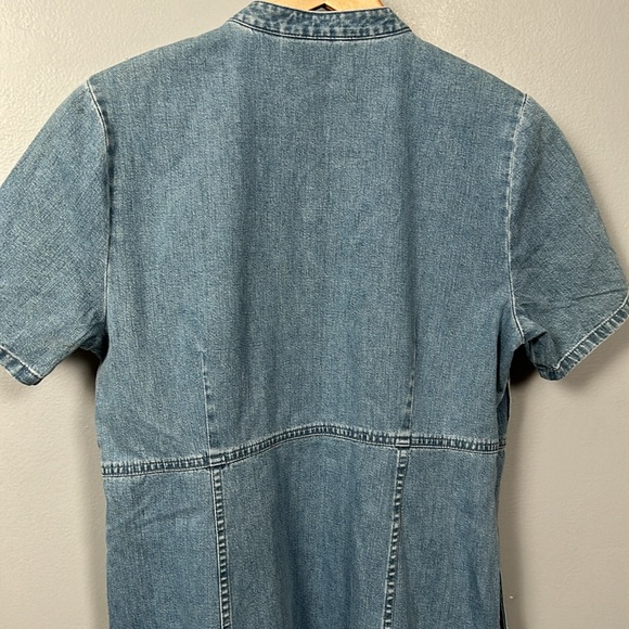 Orvis Denim Shirt Dress With Pleated Accent Top, Pockets, Womens Size 12 - Picture 13 of 15